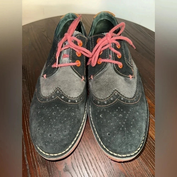 Ted Baker men’s sueded Oxford Classic lace shoe size 42/8.5 black, grey, red - Picture 1 of 8